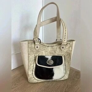 Montana West Trinity Ranch Hair-On Leather Concealed Carry Tote Bag NWT
